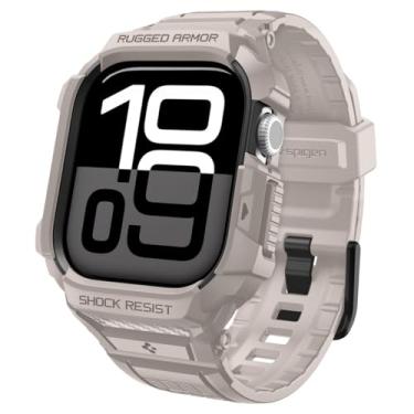 Imagem de Spigen Rugged Armor Pro 2 para Apple Watch Series 11/10 42mm Capa com Pulseira Proteção TPU com Pulseira - Bege Duna