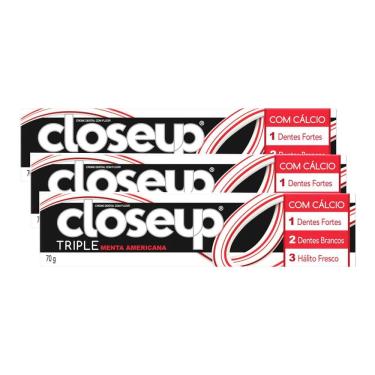 Imagem de Kit 3 Creme Dental Close Up Tripla Proteção Menta Americana 70g