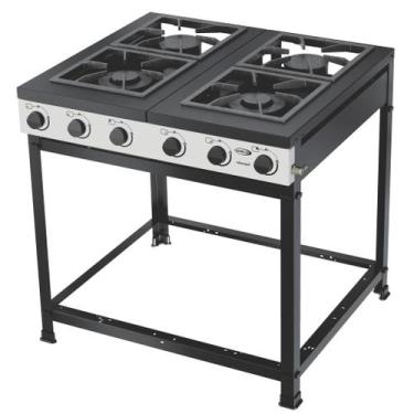 Imagem de Fogão A Gás Semi Industrial Com 4 Bocas Alta Pressão Potente E Resiste