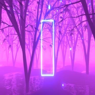 Imagem de Quadro Decorativo Glowing Neon Forest com Estampa Fluorescente para Parede Moderno 30x30cm