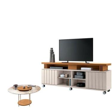 Imagem de Rack Bancada Rivera 1.8 Com Mesa De Centro Sky Com Tampo De Vidro Cina