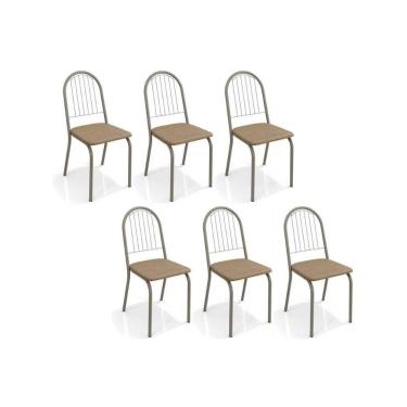 Imagem de Cadeira Sala De Jantar Noruega 2c077 Kit 6 Un Niquel - Capuccino - Kappesberg