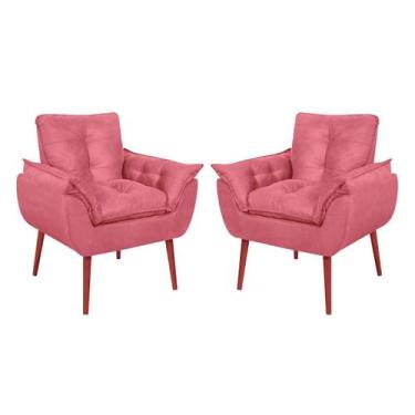 Imagem de Kit 2 Poltronas Opala Vit Decor em Suede Bege  Conforto, Estilo e Pés 