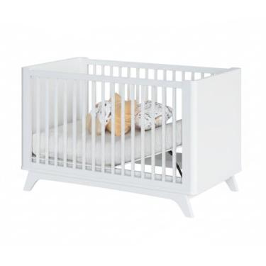 Imagem de Berço Redondo Evolutivo Sambalelê 2 em 1 Premium com Mini Cama, MDF e Madeira Maciça, Design Moderno e Seguro (Branco)