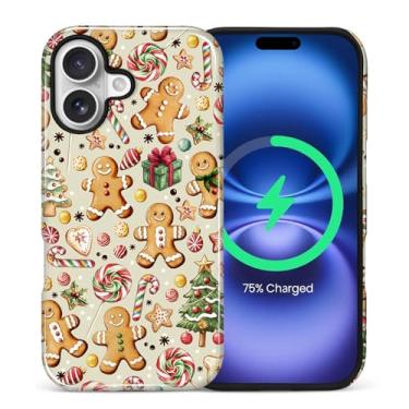 Imagem de Yuning419 Capa compatível com iPhone 17 [compatível com MagSafe] Capa rígida híbrida de 2 camadas, capa magnética protetora à prova de choque, doce de biscoito de gengibre de Natal