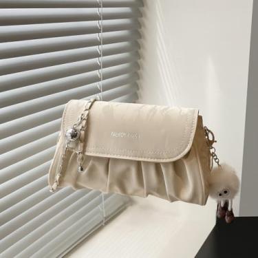 Imagem de Bolsa de mão de nuvem de corrente e bolsa transversal – Bolsa de ombro macia moderna para mulheres com fecho de zíper, Branco, Medium, Mochila casual