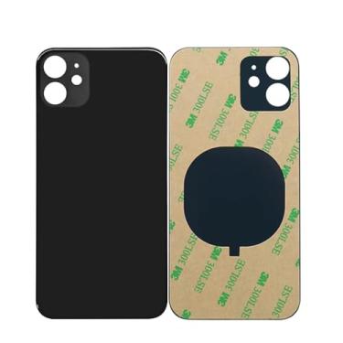 Imagem de Capa de vidro de substituição de bateria para iPhone 11 capa traseira de substituição para iPhone 11 2 em 1 capa traseira de vidro grande para porta traseira 1 peça/lote (preto)