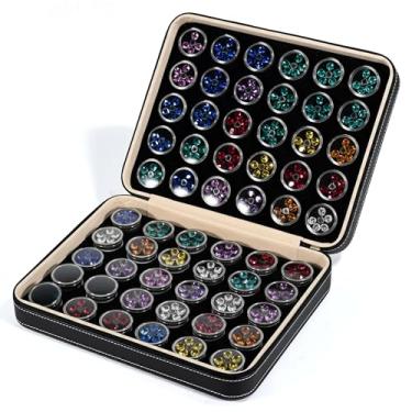 Imagem de Caixa de armazenamento com 60 peças, pequenos recipientes redondos de plástico com tampas transparentes para pedras preciosas de cristal colecionável, organizador de joias fechável, estojo de exibição
