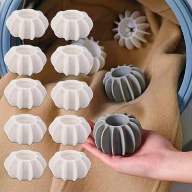 Imagem de 10 bolas de lavagem não tóxicas para remoção de fiapos, bolas de secadora reutilizáveis, removedor de fiapos para lavanderia, removedor de pelos para roupas de cama (branco, 4 x 2 cm)