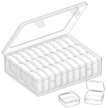 Imagem de VANSUNS Caixa organizadora de contas, 31 peças de organizadores de contas pequenas e caixas de plástico de armazenamento, mini recipientes de armazenamento de contas transparentes com tampa articulada