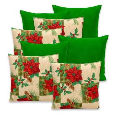 Imagem de Kit 8 Lindíssimas Capas de Almofadas Natalinas 40cm x 40cm Lisas e Est