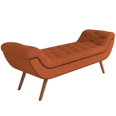 Imagem de Puff Recamier Decorativo com Tachas 140 cm Santorini P05 Bouclê Terracota - Lyam Decor