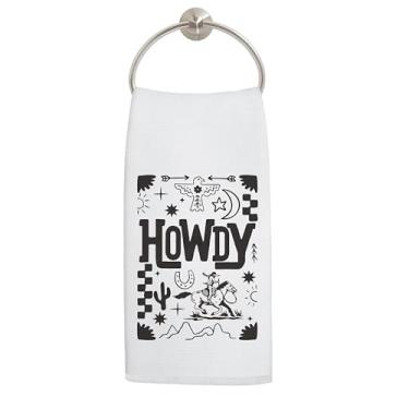 Imagem de LADOCK Howdy Western, toalhas de mão de cowboy floral retrô da moda para decoração de banheiro, toalha de chá country sudoeste ocidental para decoração de cozinha, 40 x 61 cm