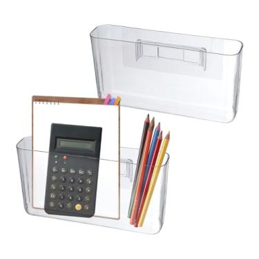 Imagem de Sgphrzlt Suporte de caneta transparente para controle remoto sem perfuração, suporte adesivo de acrílico para TV para armazenamento de cabeceira de escritório, caixa organizadora de mídia universal