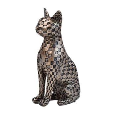 Imagem de XLWLLNJ Estátua de gato em resina, peça central colecionável, decoração criativa para mesa, escultura de animal para estante, sala de estar ou armários.