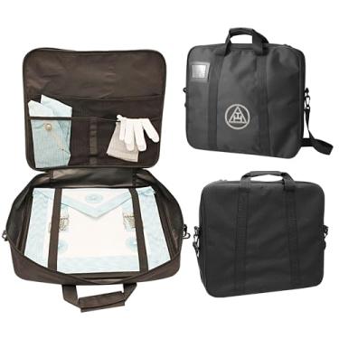 Imagem de Royal Arch Chapter Triplo Tau Bordado à Mão – Bordado Prata Direto | Bolsa Maçônica Imitação de Couro com Alça, Preto, Provincial