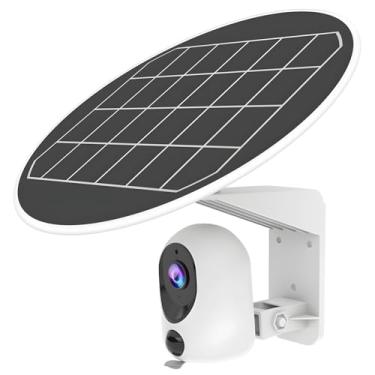 Imagem de Câmera de segurança sem fio alimentada por energia solar, HD de 360°, resolução de 3 MP, sem necessidade de WiFi, compatível com 4G, design à prova d'água com detecção de movimento