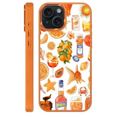 Imagem de Zhhoya Capa para iPhone 15, estampa de colagem de suco de peixe laranja compatível com MagSafe capa rígida protetora para mulheres, homens, meninos e meninas