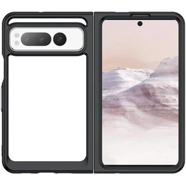 Imagem de PAIDAAR Capa transparente para Google Pixel Fold, [não amarela] [proteção de grau militar de 3 metros] Capa transparente protetora antiarranhões com acrílico rígido (parte traseira) + amortecedor de