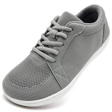 Imagem de CMNZHK Tênis feminino de caminhada com bico largo, sem queda, antiderrapante, respirável, minimalista, C, cinza, 9 Wide