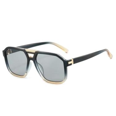 Imagem de Óculos de Sol Masculinos Retrô com Lentes Degradê e Proteção UV400, Tendência Feminina de Luxo (Azul Escuro e Cinza Claro)