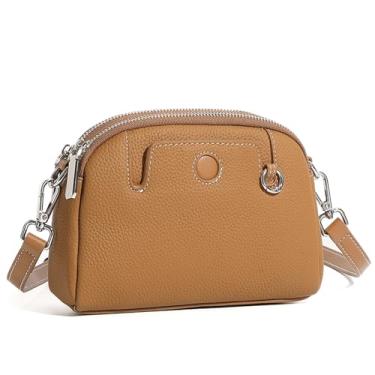 Imagem de MFFOR Bolsas transversais para mulheres, bolsa de ombro de couro legítimo, mini bolsa de viagem, bolsa, bolsas com alça removível, Marrom, Bolsa tiracolo marrom