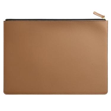 Imagem de Yufocusqc Pasta de arquivo A4 de couro PU com zíper porta-documentos envelope para contrato de recibo (Cáqui)