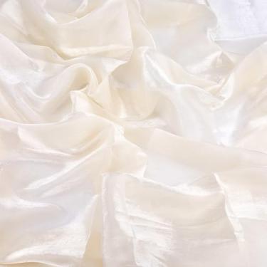 Imagem de letsinstyle Tecido de chiffon brilhante de 1 metro de largura, tecidos de tule de organza sedosa, enfeites macios e transparentes para vestidos de casamento DIY, decorações de noiva, artesanato