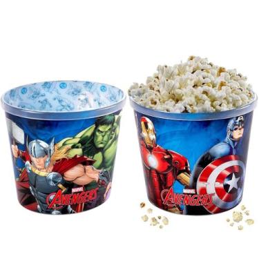 Imagem de 2 Potes de Pipoca Vingadores Avengers 2.1 litros Plasútil, Pote de Pip