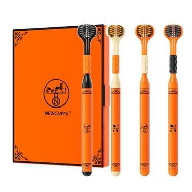 Imagem de Escova de Dentes 3 Lados Kit 4 Unidades, Cerdas Macias, Limpeza Suave e Eficiente, Remove Placa, Estojo Presente Elegante para Uso Diário e Presentes