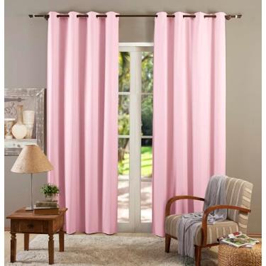 Imagem de M&C Cortinas Blackout PVC, Cortina para Sala e Quarto, 1,80 x 2,80 m, Rosa Claro, 100% PVC, Texturizada, Blecaute Total com Ilhós, 2 Partes