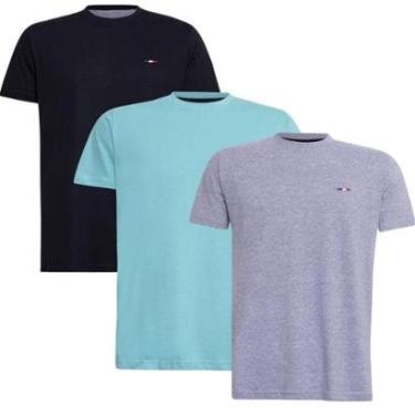Imagem de Kit 3 Peças Camisetas Básicas Masculina Industrie em Algodão Premium no Estilo Tommy Bordado França-Masculino