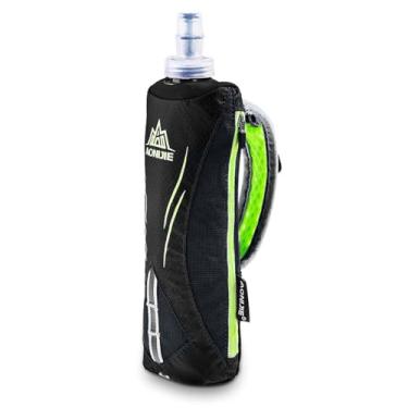 Imagem de TRIWONDER Garrafa de água portátil para corrida, garrafa de água macia portátil de 500 ml com alça de mão, pacote de hidratação, garrafa esportiva BPA (preto)