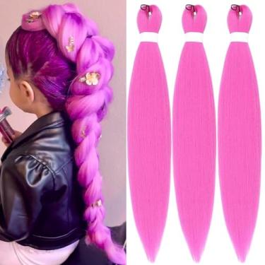 Imagem de Cabelo trançado rosa vermelho pré-esticado Kanekalon