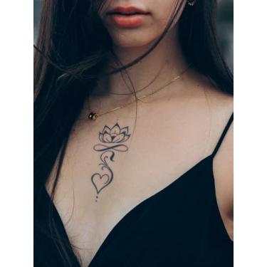 Imagem de Adesivo de tatuagem mágica semipermanente de suco de ervas miniSimple Tattoo Fresh Lotus Pattern 7-14 dias sem reflexivo pulso ombro pescoço pescoço corpo adesivo de tatuagem impermeável 1
