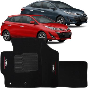 Imagem de Jogo de Tapete Automotivo Carpete Toyota Yaris 2018 à 2019 Soft Logo Bordado 3 Peças