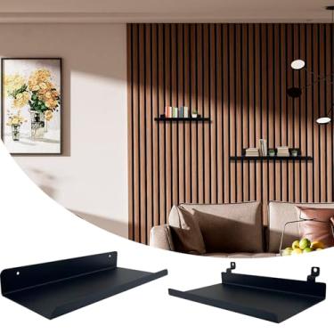 Imagem de TRAIN2 ART Prateleiras de parede para painéis acústicos de ripas de madeira, pacote com 2 prateleiras de exibição de varejo de 20 x 10 cm e 30 x 12 cm para armazenamento, acessórios de prateleira de