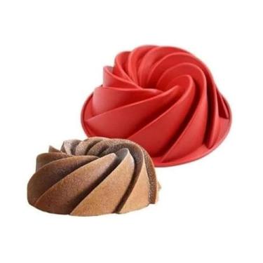 Imagem de Forma de Bolo Assadeira Tornado Espiral em Silicone 23cm (Ideal P Congelador, Forno e Micro-ondas)
