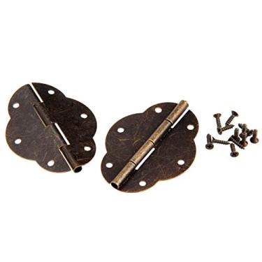 Imagem de 2 pcs antigo armário de bronze dobradiças de porta de porta articuladoras acessórios de madeira caixa de madeira dobradiças para móveis com parafusos YYDFPIIA (Color : 46X34mm)