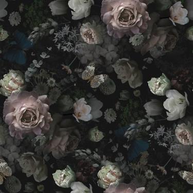 Imagem de VEELIKE Moody Papel de parede floral vintage floral escuro para quarto, banheiro, 48 x 90 cm, papel de parede removível autoadesivo borboletas flores para sala de estar, mural de parede