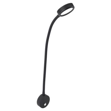 Imagem de Cabeceira LED Luz de Leitura Montada na Parede Pescoço de Ganso LED Luz Cabeceira Flexível Pescoço Luz Quente Com Porta USB (Cor Preto Fosco)