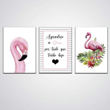 Imagem de Quadros Flamingo Agradeça Por Tudo Que Você Tem Hoje - Quadros Tac