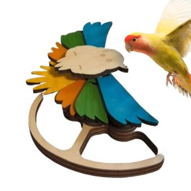 Imagem de Alimentador de pássaros, alimentadores rotativos de papagaio – brinquedo mastigável para forrageamento de poleiro com furos para comida para periquito calopsita, papagaio, exterior, janela selvagem