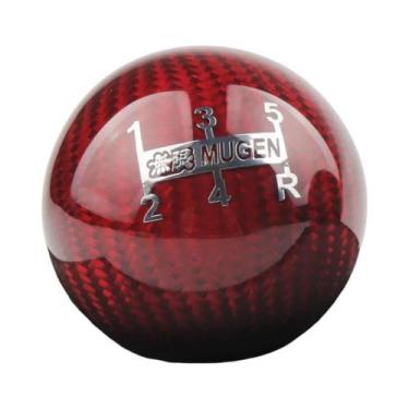 Imagem de Manopla De Câmbio Em Fibra De Carbono Preto Com Linha Vermelha Para Ho