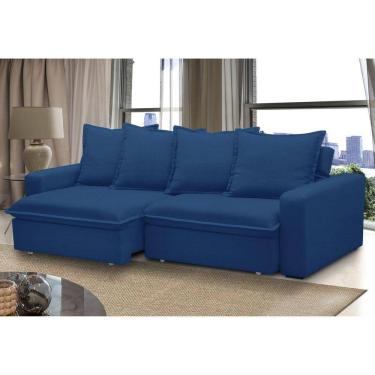 Imagem de Sofá Retrátil e Reclinável 3 Lugares 215cm Molas Espirais e Molas Ensacadas Vicenza Azul