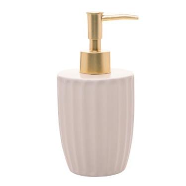 Imagem de Porta Sabonete Líquido de Cerâmica – Lavabo e Banheiro Moderno 330ml- Design Sofisticado para Banheiro e Lavabo Moderno(Creme)