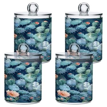 Imagem de ATTX Dispensador de suporte Cacti Qtip para bola de algodão, cotonete, frasco de boticário de plástico transparente, decoração de casa, pote de armazenamento de cozinha, pacote com 4 (171)