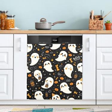 Imagem de ATTX Capa de ímã de lava-louças fantasma de Halloween, 58,4 cm C x 66 cm A, decoração da capa da máquina de lavar louça, decalques de armário doméstico e eletrodomésticos adesivos #248