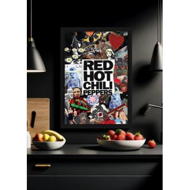 Imagem de Quadro Chili Peppers com Vidro e Moldura Preta Tam:A4 - Spark Loja
