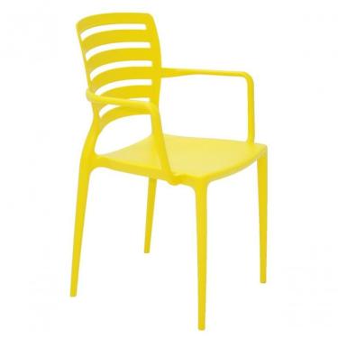 Imagem de Cadeira Com Braços Tramontina Amarela Em Polipropileno Encosto Horizontal Sofia